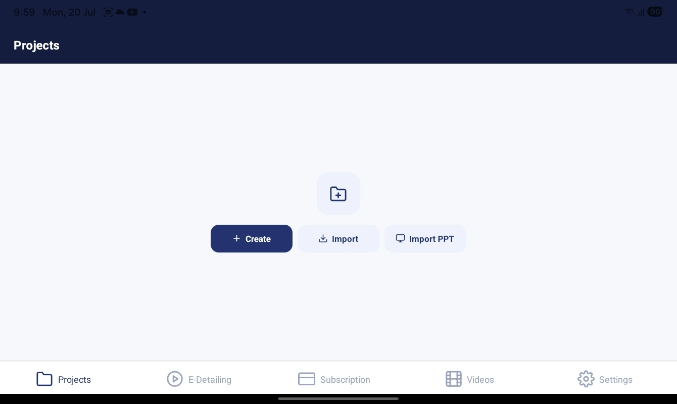 Easy E-Detailing PDF, PowerPoint and image import screen