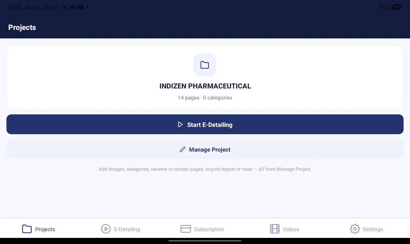 Easy E-Detailing multiple project management screen